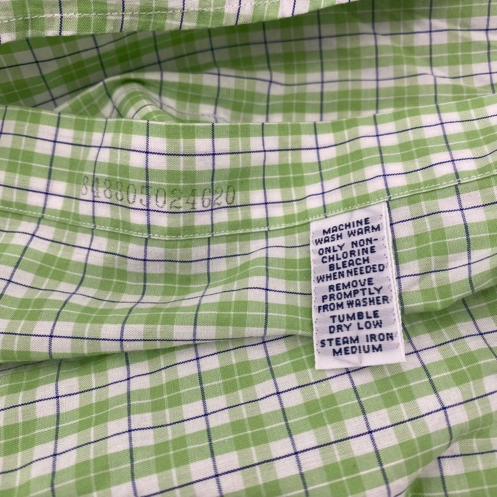 Polo‎ Ralph Lauren Button Down Mens 18-35 Green Plaid Curham Cotton Dress Shirt